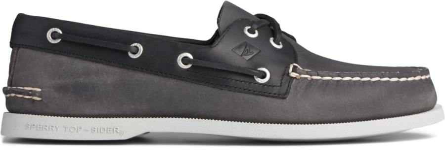 Náutico Original Auténtico 2 Ojales Wild Horse Gris Sperry Negro