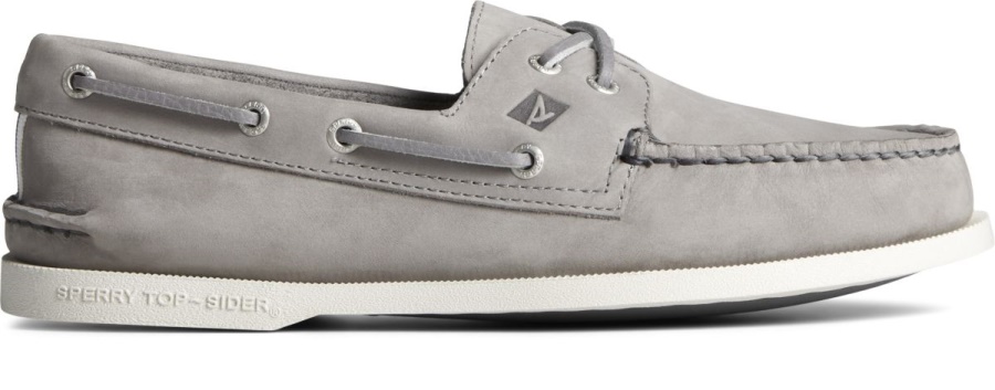 Náutico Auténtico Original De Piel Con Cordones Cruzados Gris Sperry