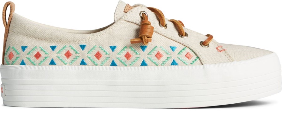 Zapatilla Con Plataforma Crest Vibe Bordada Tan Sperry