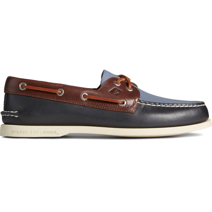 Zapatos De Hombre Originales Auténticos 2 Ojales Tritono Azul Marino Sperry