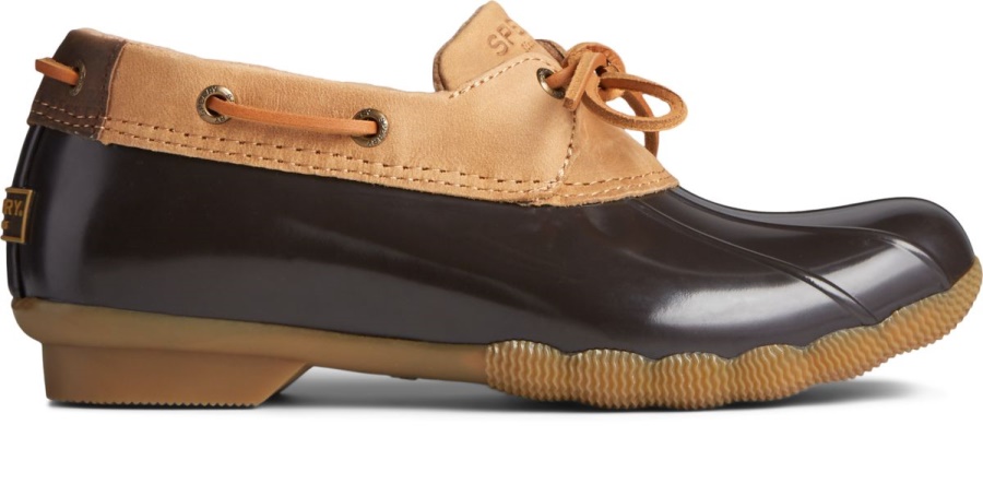 Bota De Agua Salada Con 1 Ojal De Piel De Pato Marrón Tostado Sperry