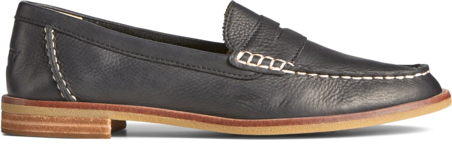 Mocasín Seaport Penny De Cuero Negro Sperry