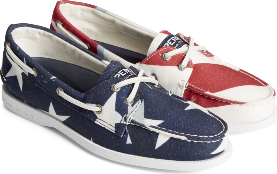Sperry Auténtico Original Americana Stars & Stripes 2-eye Náutico Rojo Blanco Azul