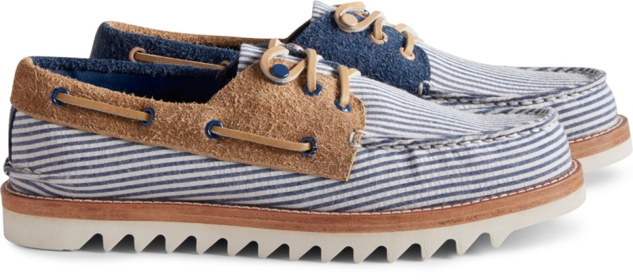 Sperry Cloud Auténtico Original Seersucker Náutico De 3 Ojales Azul Marino
