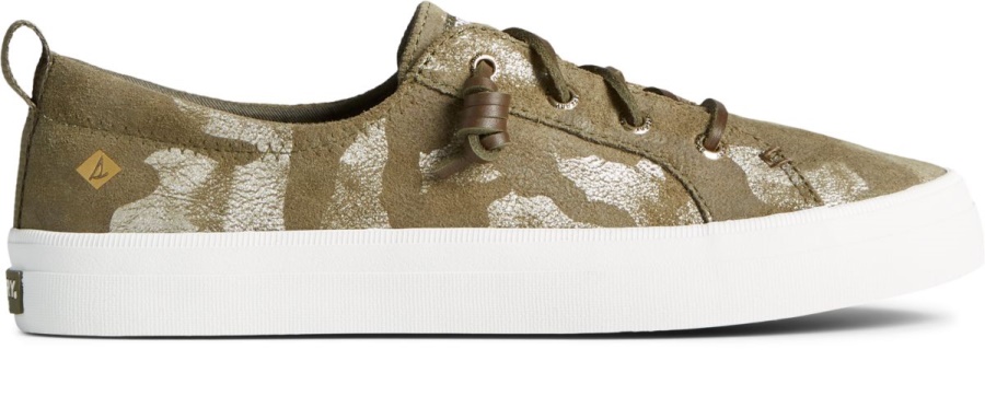 Sperry Crest Vibe Camo Zapatillas De Deporte De Cuero Metalizado Verde Oliva