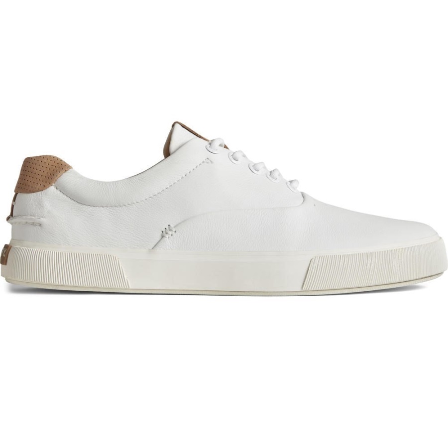Sperry Hombre Oro Striper Plushwave Encaje Zapatos Blanco
