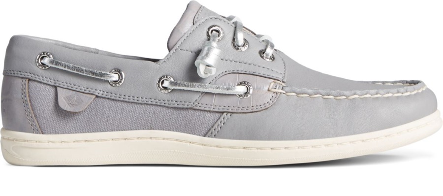 Náutico De Piel De Cocodrilo Con Pez Cantor Sperry Gris