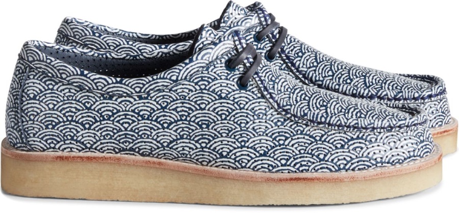 Estampado De Olas Del Capitán De La Nube Unisex Oxford Sperry Azul Marino